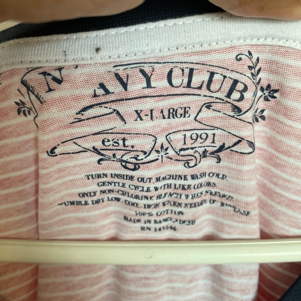 Navy Club V-Neck Striped T-Shirt - Size XL - Picture 12 of 12